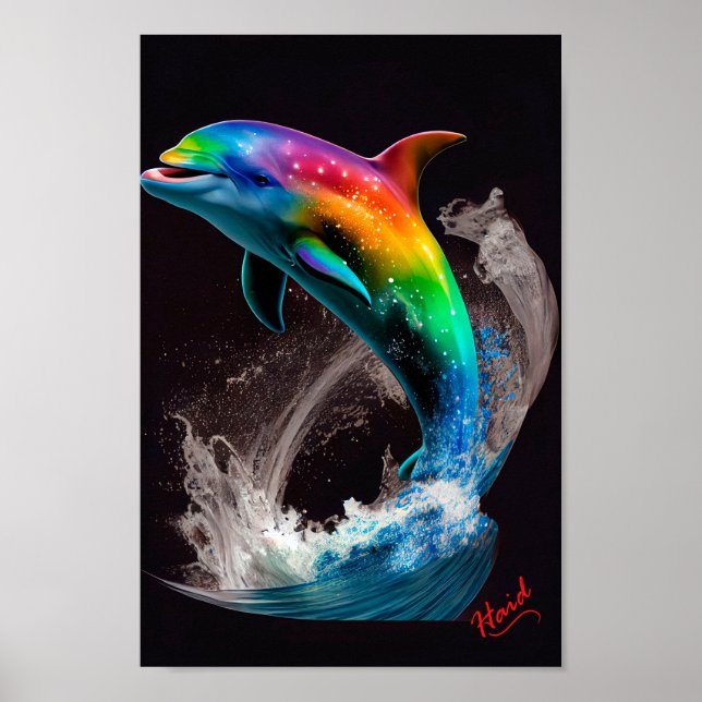 Dolphin with colors - AI Poster (Front)