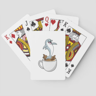 Dolphin with Cup of Coffee Playing Cards