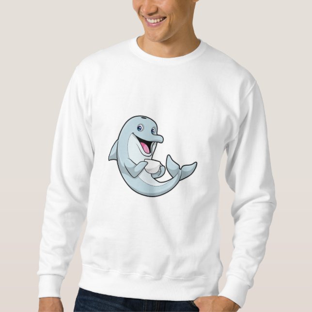 Dolphin with Cup of Coffee Sweatshirt (Front)