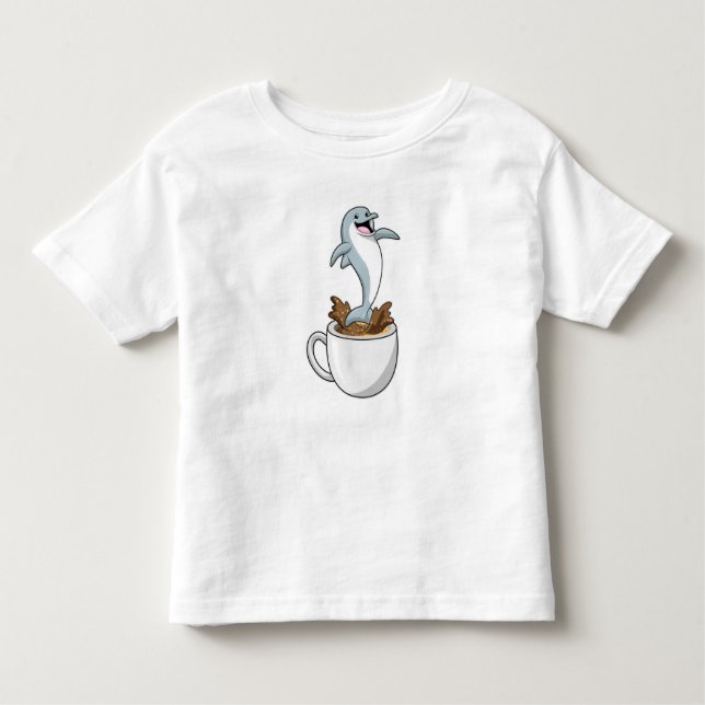Dolphin with Cup of Coffee Toddler T-Shirt (Front)