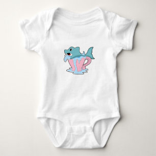 Dolphin with Cup of Water.PNG Baby Bodysuit