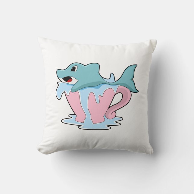 Dolphin with Cup of Water.PNG Cushion (Front)