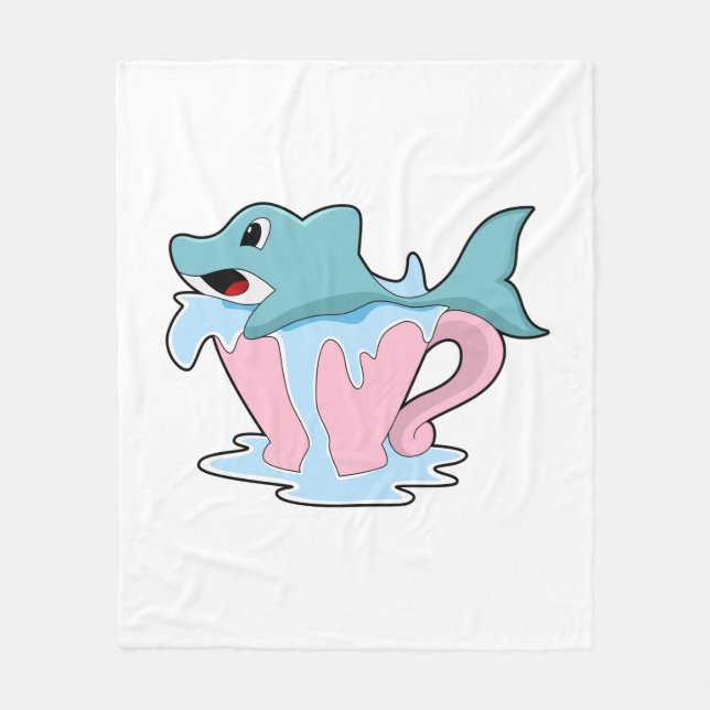 Dolphin with Cup of Water.PNG Fleece Blanket (Front)