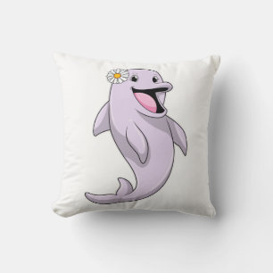 Dolphin with Daisy Flower Cushion