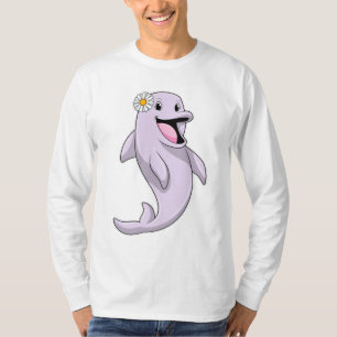 Dolphin with Daisy Flower T-Shirt