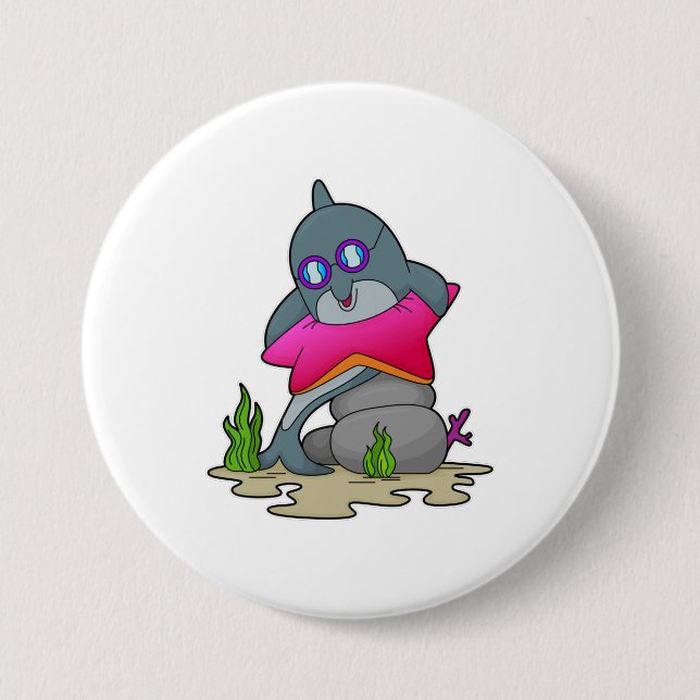 Dolphin with Glasses 7.5 Cm Round Badge (Front)