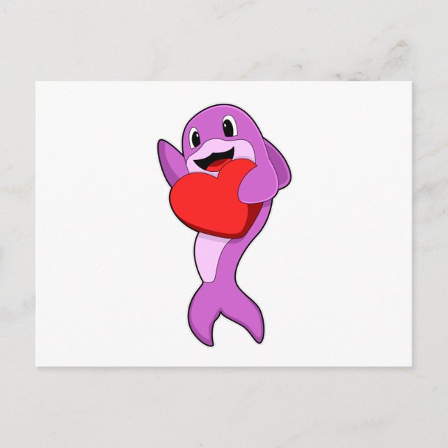 Dolphin with Heart Postcard (Front)