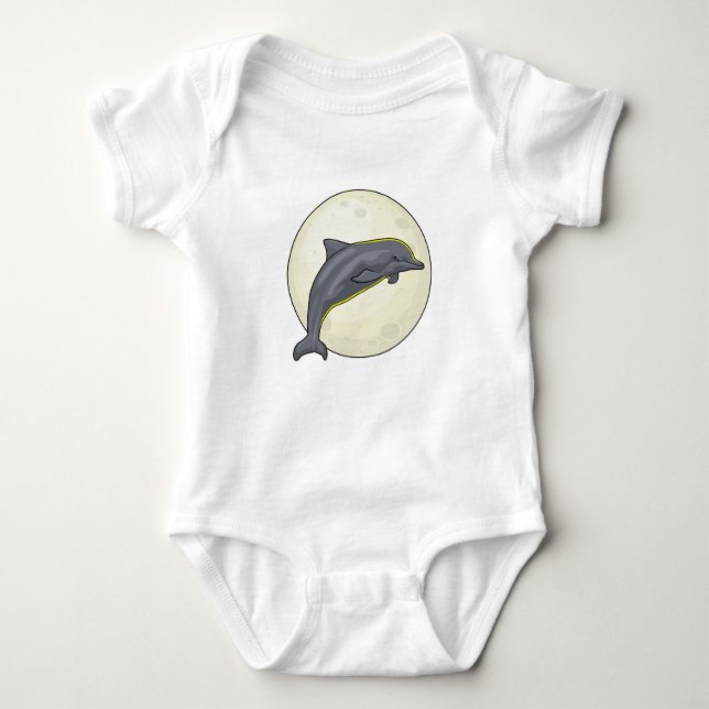 Dolphin with Moon Baby Bodysuit (Front)
