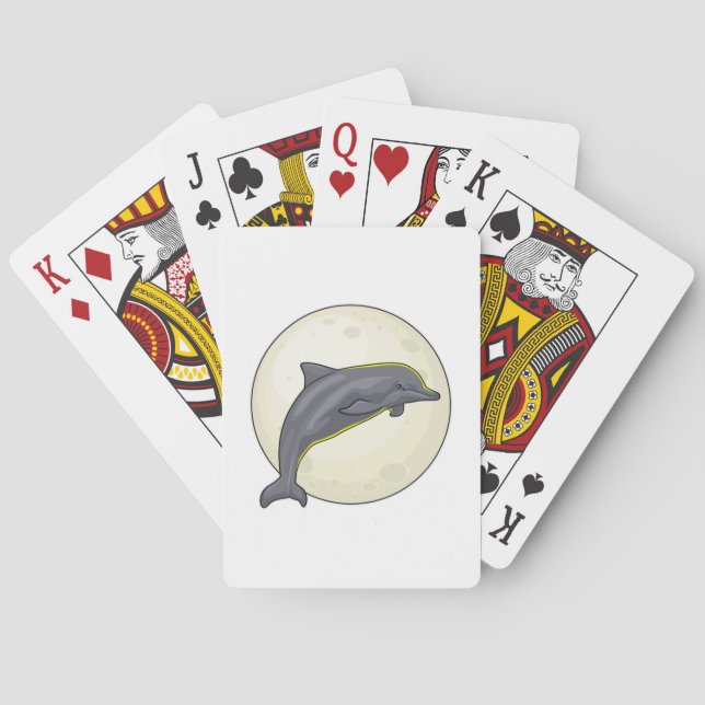 Dolphin with Moon Playing Cards (Back)