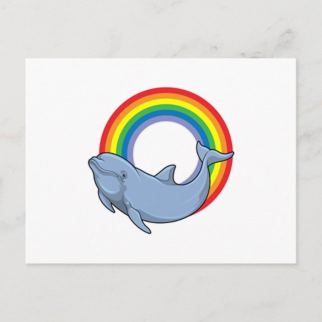 Dolphin with Rainbow Postcard (Front)