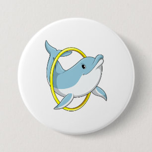Dolphin with Ring 7.5 Cm Round Badge
