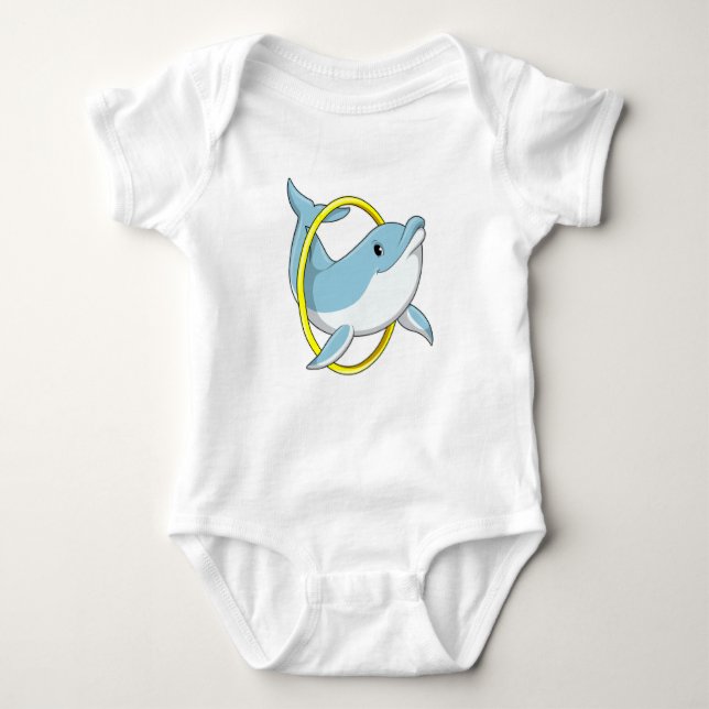 Dolphin with Ring Baby Bodysuit (Front)