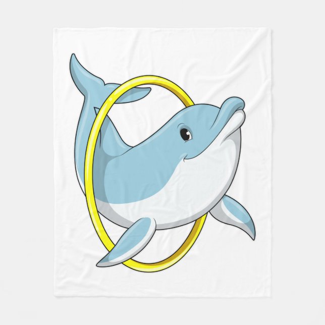 Dolphin with Ring Fleece Blanket (Front)