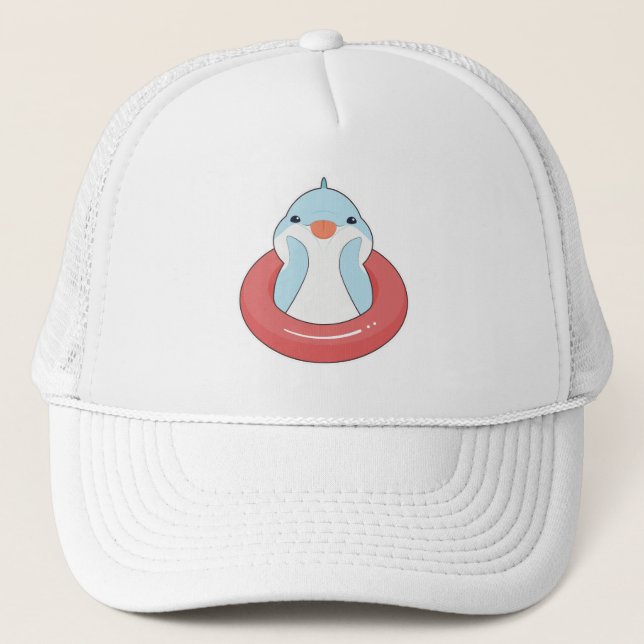 Dolphin with Swim ring Trucker Hat (Front)