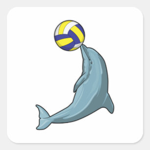 Dolphin with Volleyball Square Sticker