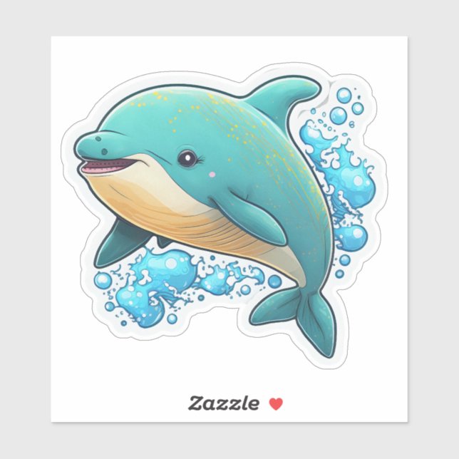 Dolphin with water bubbles cute sea animal (Sheet)