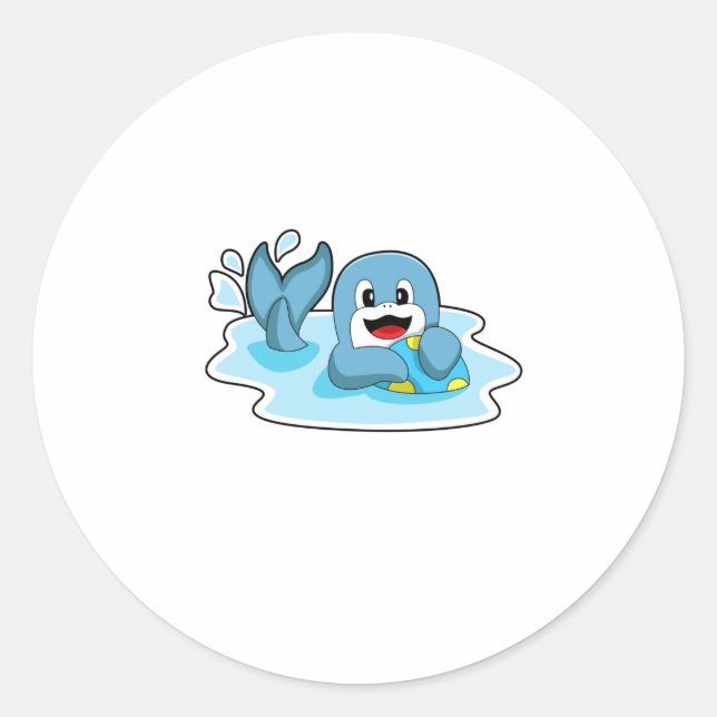 Dolphin with Water polo Classic Round Sticker (Front)
