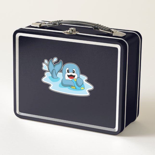 Dolphin with Water polo Metal Lunch Box (Front)
