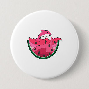 Dolphin with Watermelon 7.5 Cm Round Badge