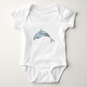 Dolphin Word Art Baby Bodysuit