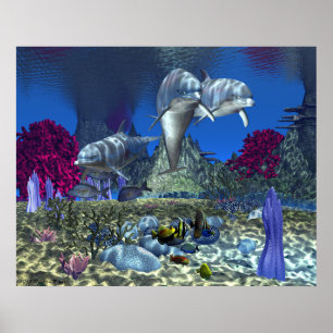 Dolphins - 30"x24" Poster