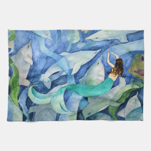 Dolphins and Mermaid party towel