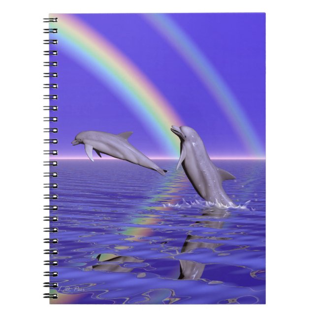 Dolphins and Rainbow Spiral Notebook (Front)