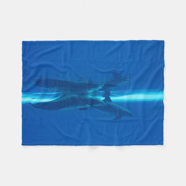 Dolphins and reflections fleece blanket (Front (Horizontal))