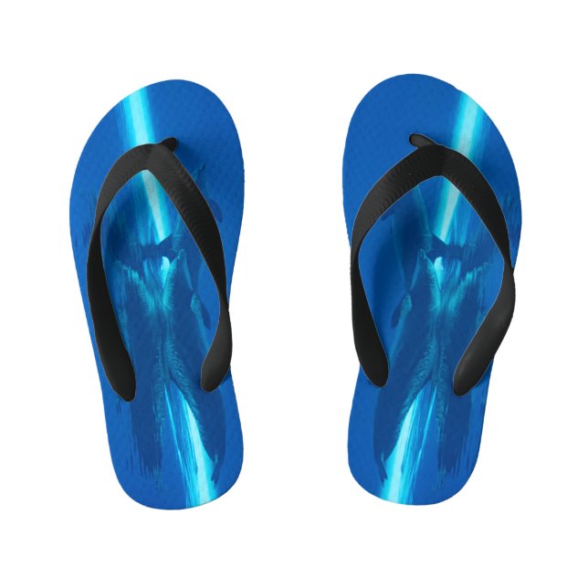 Dolphins and reflections  kid's jandals (Footbed)