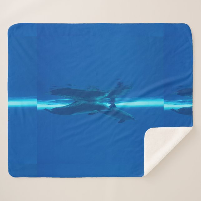 Dolphins and reflections sherpa blanket (Front (Horizontal))