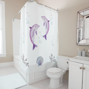 Dolphins and Sea Shell Shower Curtain