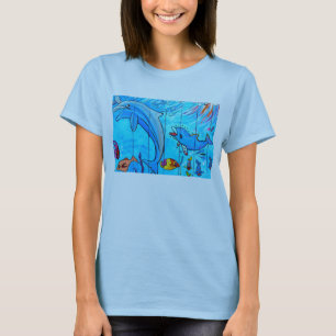 dolphins and tropical fish t-shirt