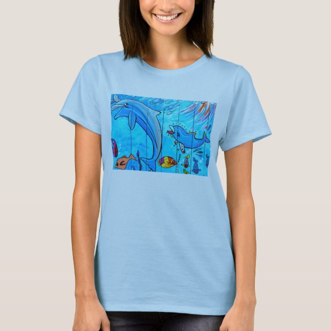 dolphins and tropical fish t-shirt (Front)