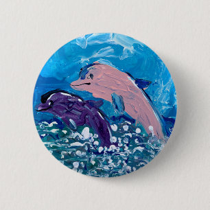 Dolphins "Art by Kids" 6 Cm Round Badge
