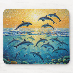 Dolphins At Sunset l Mouse Pad