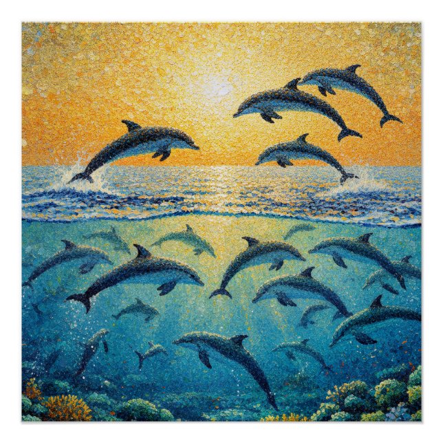 Dolphins At Sunset l Poster (Front)