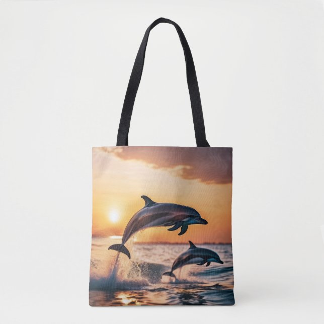 Dolphins at sunset tote bag (Front)