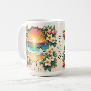 Dolphins at Sunset Tropical Breakthrough Coffee Mug