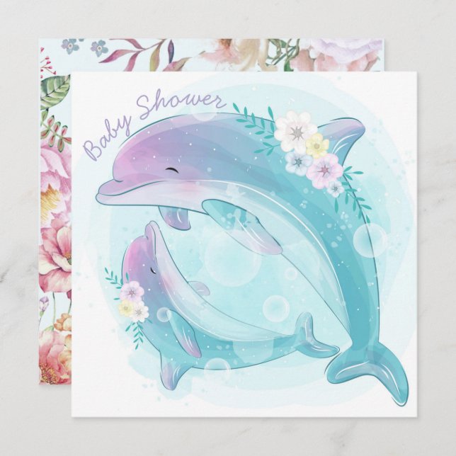 Dolphins Baby Shower Invitation (Front/Back)