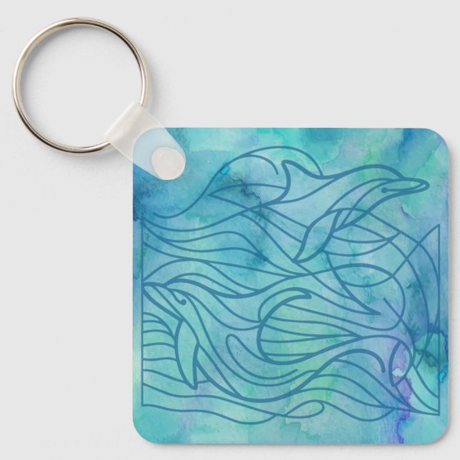 Dolphins - Blue Key Ring (Front)