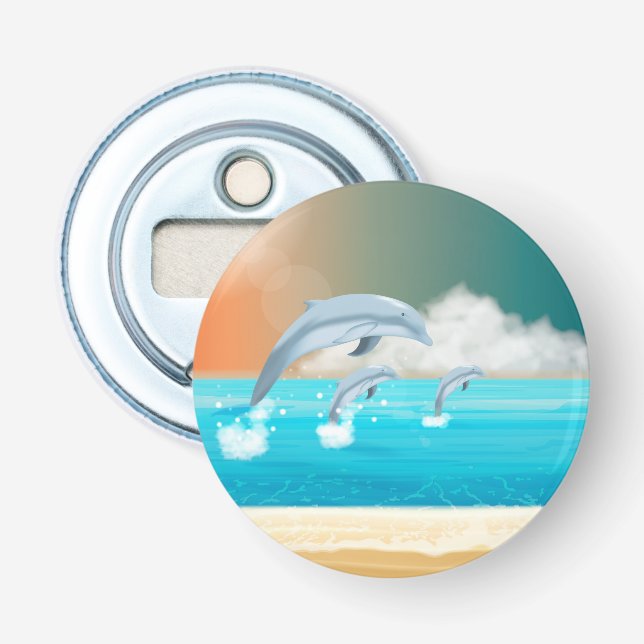 dolphins breaching in the ocean    bottle opener (Front)