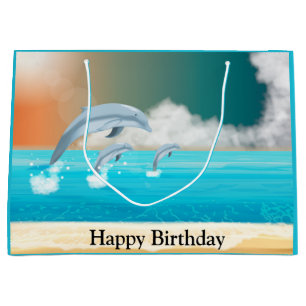 dolphins breaching in the ocean large gift bag