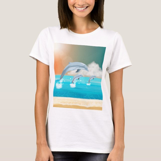 dolphins breaching in the ocean        T-Shirt (Front)