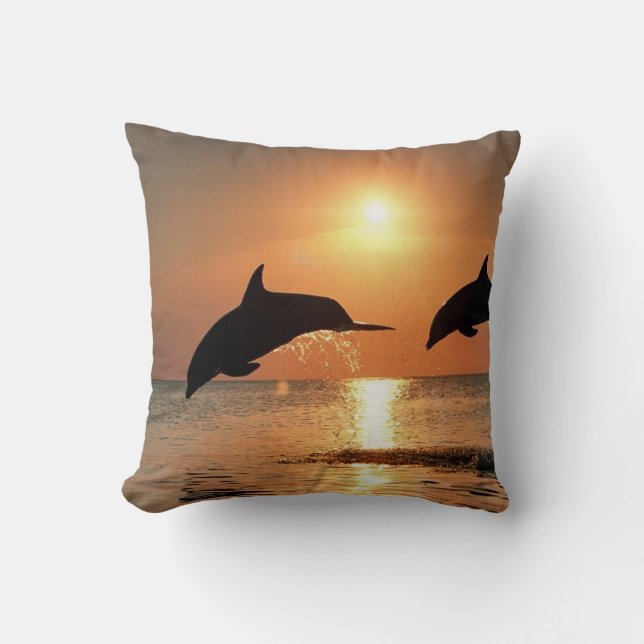 Dolphins by Sunset Cushion (Front)