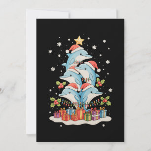 Dolphins Christmas Tree Santa Xmas Lights Holiday Card