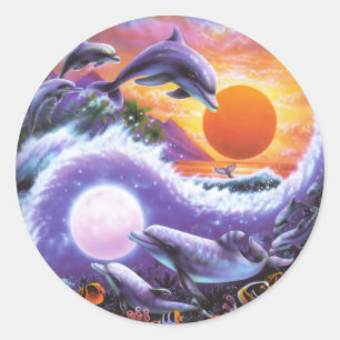 Dolphins Classic Round Sticker