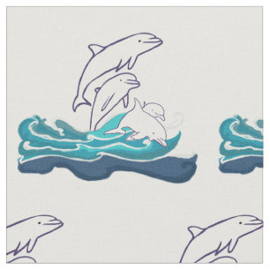 Dolphins Custom Combed Cotton (56" width) Fabric
