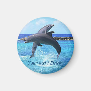 Dolphins dancing in the ocean magnet