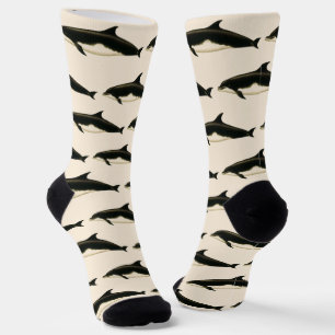 Dolphins Delphinus Tursio, Vintage Marine Animals Socks
