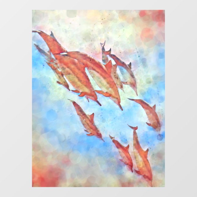 Dolphins Diving Colourful Watercolor Design (Sheet)